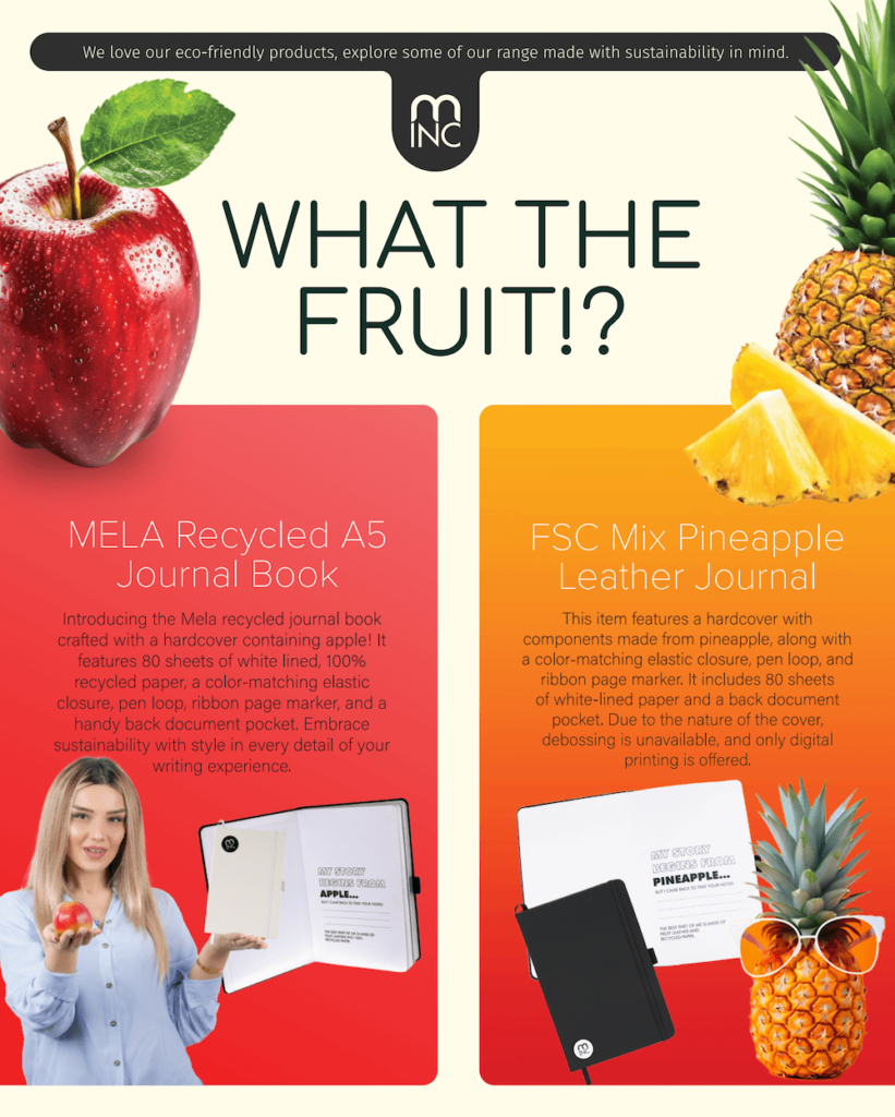 eco friendly Branded journals made from fruit - minc marketing