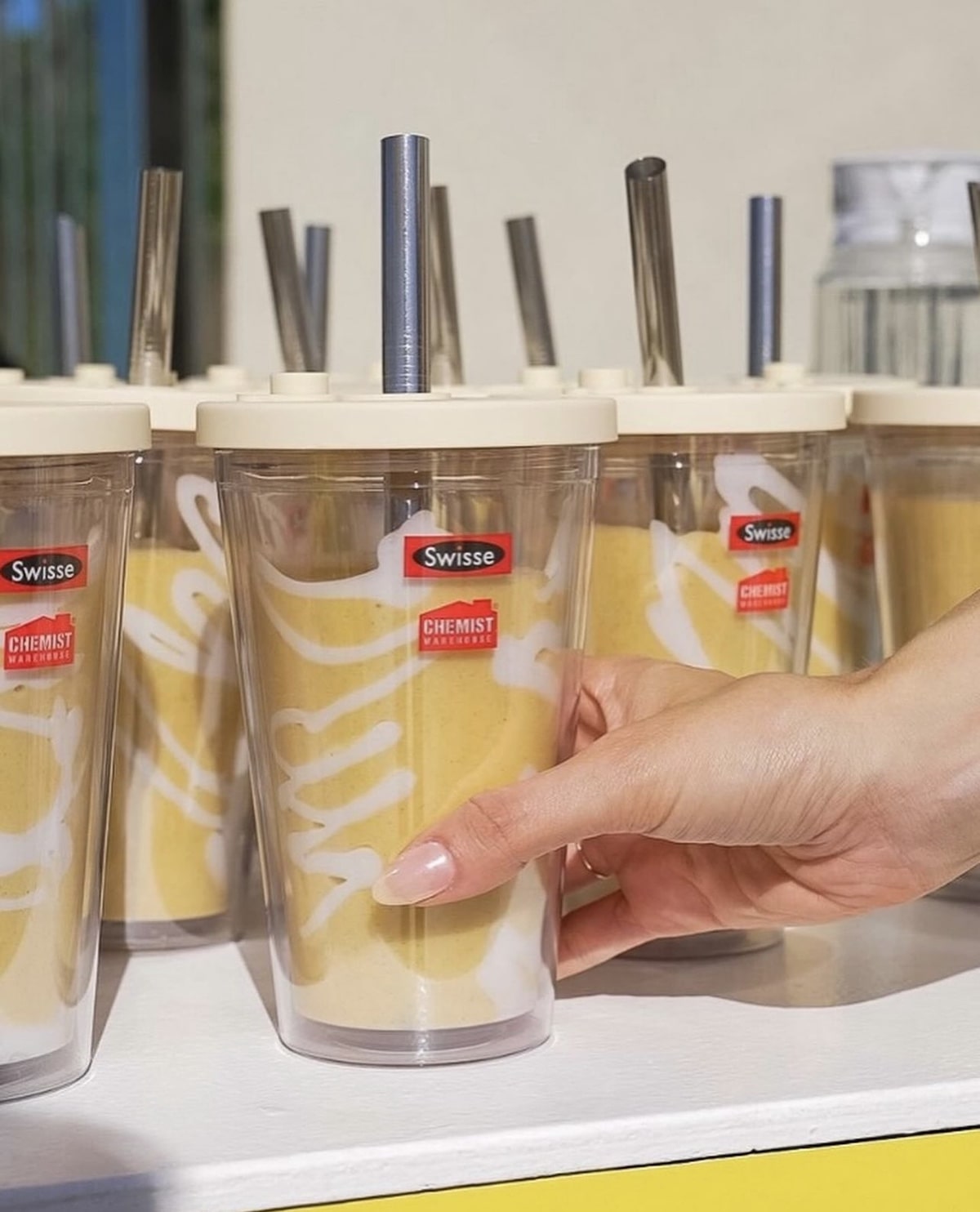 Swisse Sydney branded event smoothie cups