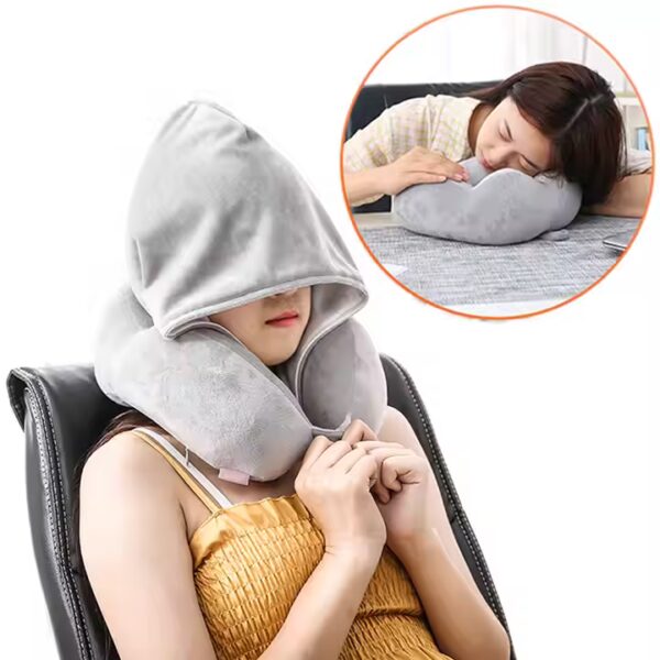 Memory Foam Travel Pillow with Hoodie