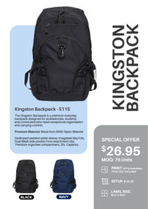Promotional Kingston Backpack - Minc Marketing